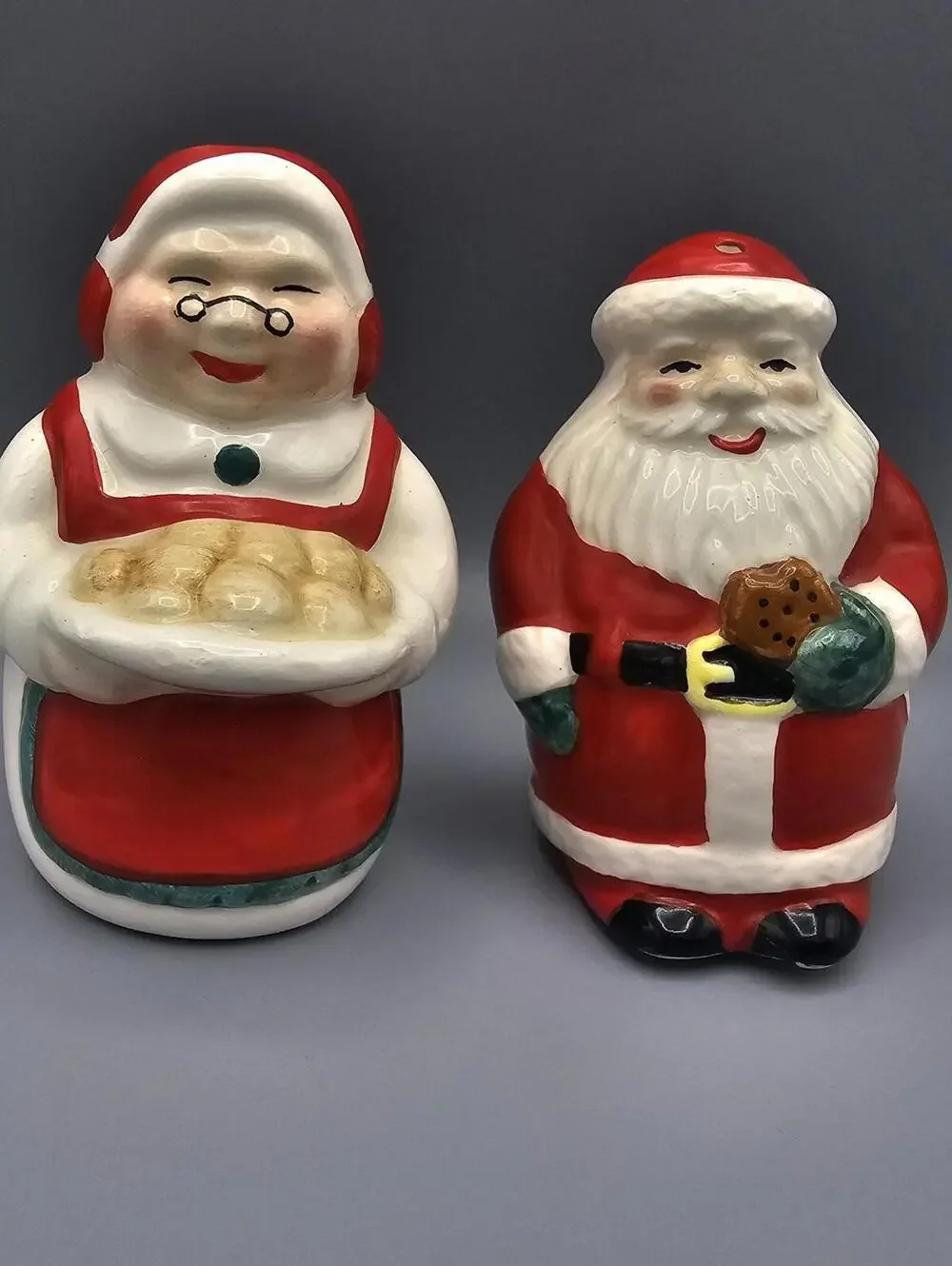 Ceramic Santa and Mrs. Claus Salt and Pepper Shakers